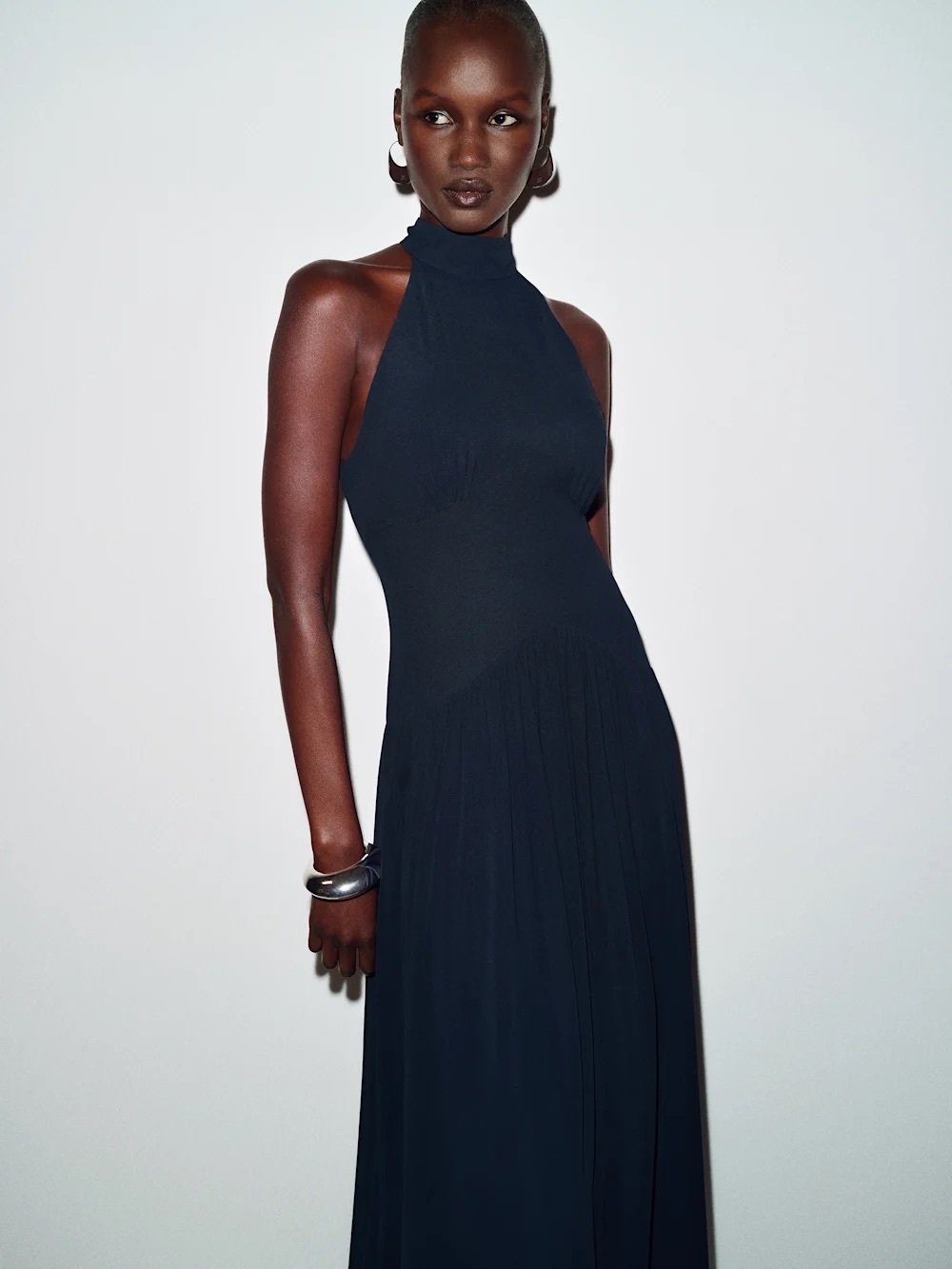 NWT Reformation Fabienne Long High Neck Sleeveless Formal Navy Dress US 6 UK10